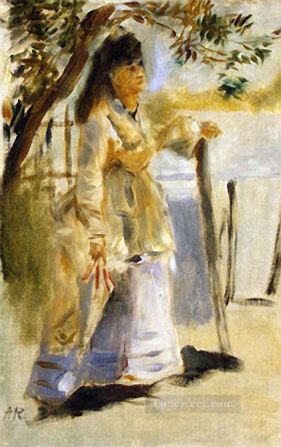 woman by a fence Pierre Auguste Renoir Oil Paintings